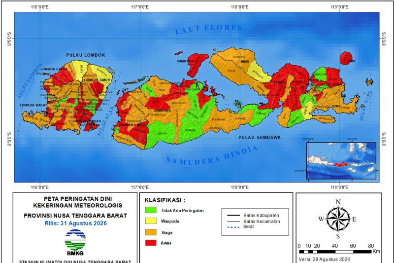 Hari tanpa hujan, BMKG: 9 daerah di NTB berstatus awas kekeringan