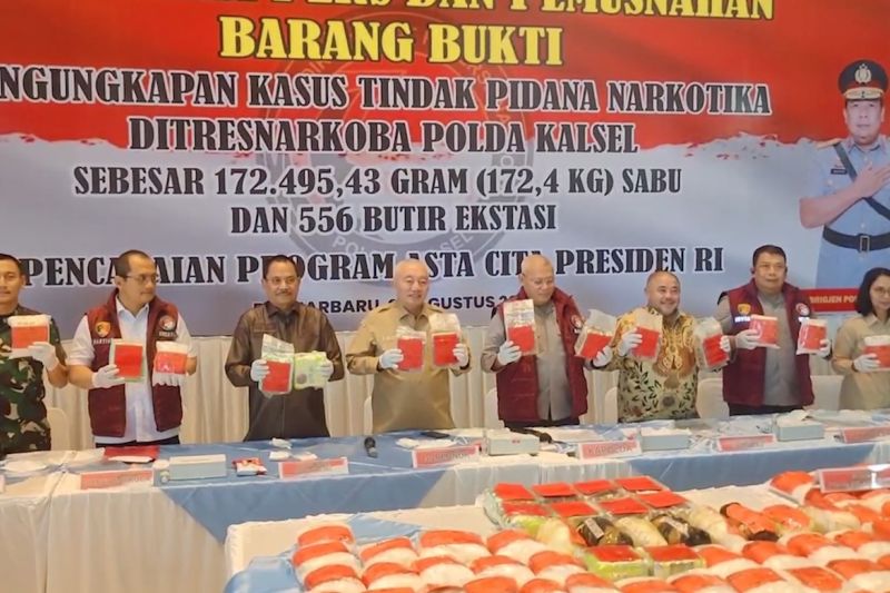 Polda Kalsel gagalkan peredaran 172,4 kg sabu jaringan lintas provinsi