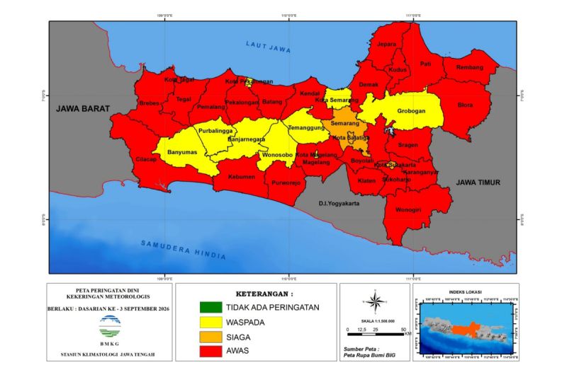 BMKG: Sebagian wilayah Jateng mulai beralih ke fase transisi musim