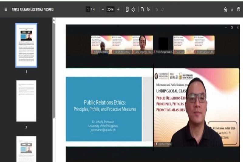 Undip Global Classroom perkuat wawasan mahasiswa tentang etik profesi PR
