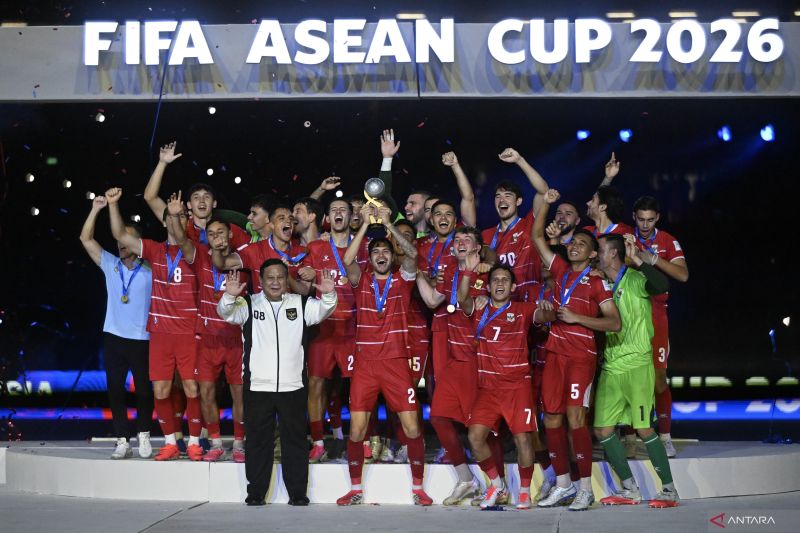 Momen perayaan Indonesia juara FIFA ASEAN Cup 2026