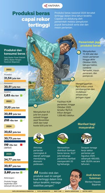 Produksi beras capai rekor tertinggi