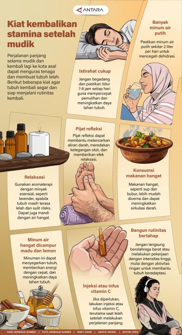 Kiat kembalikan stamina setelah mudik