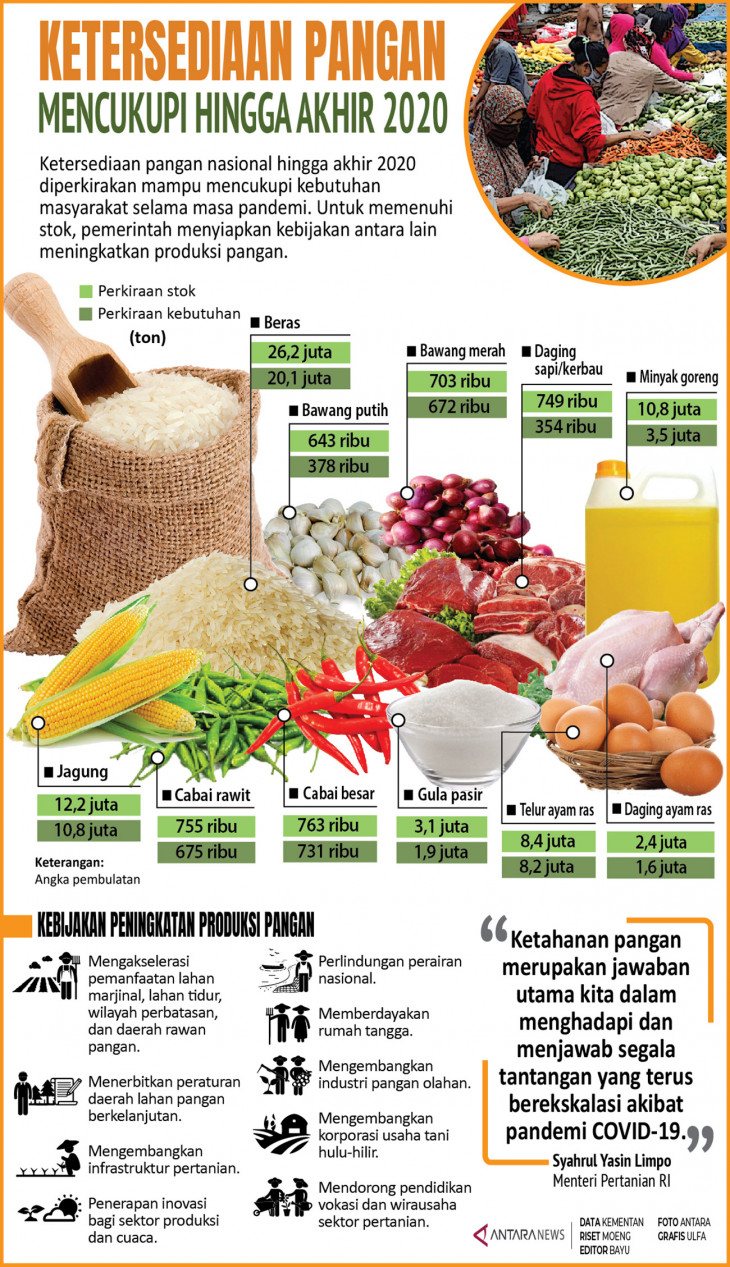 Ketersediaan pangan mencukupi hingga akhir 2020 Infografik ANTARA News